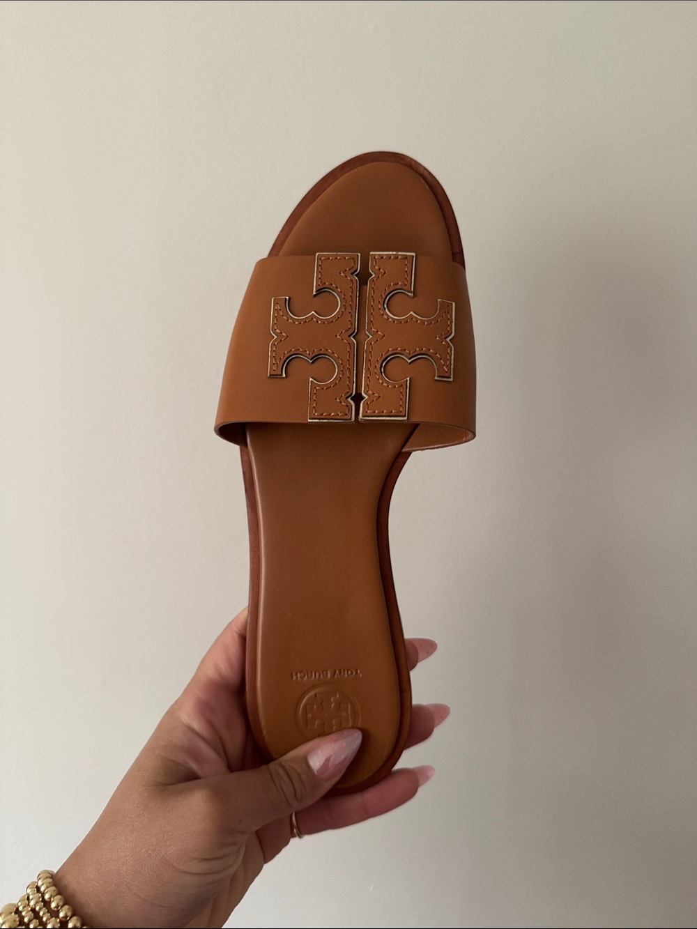 Tory Burch Tan Logo Slide Sandal
